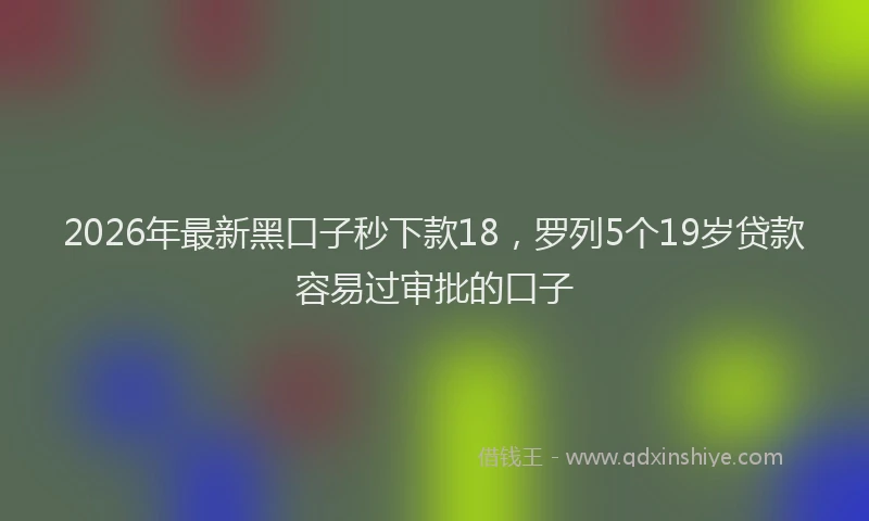 2026年最新黑口子秒下款18，罗列5个19岁贷款容易过审批的口子