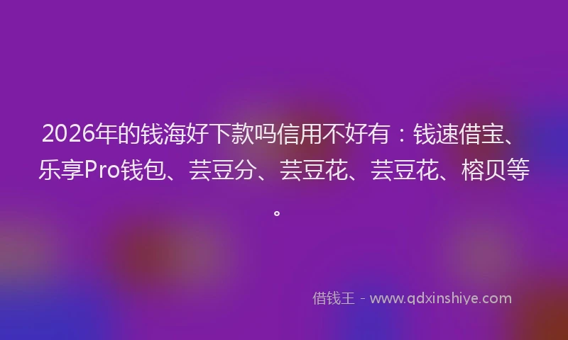 2026年的钱海好下款吗信用不好有：钱速借宝、乐享Pro钱包、芸豆分、芸豆花、芸豆花、榕贝等。
