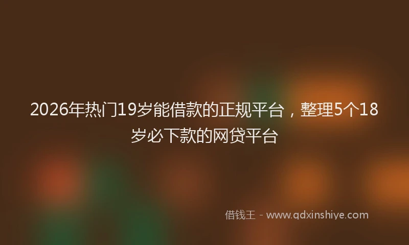 2026年热门19岁能借款的正规平台，整理5个18岁必下款的网贷平台