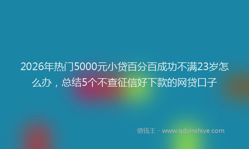 2026年热门5000元小贷百分百成功不满23岁怎么办，总结5个不查征信好下款的网贷口子