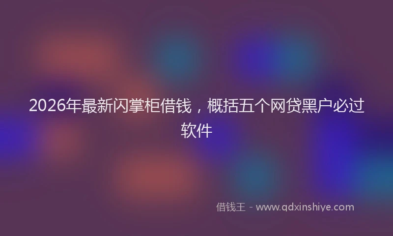 2026年最新闪掌柜借钱，概括五个网贷黑户必过软件