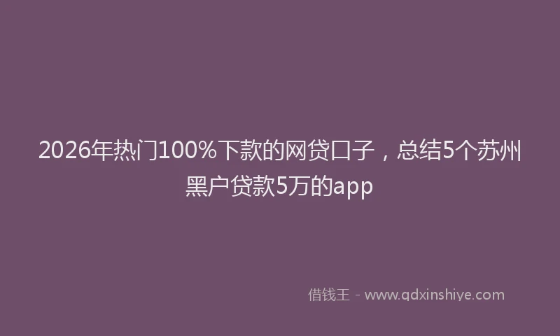 2026年热门100%下款的网贷口子，总结5个苏州黑户贷款5万的app