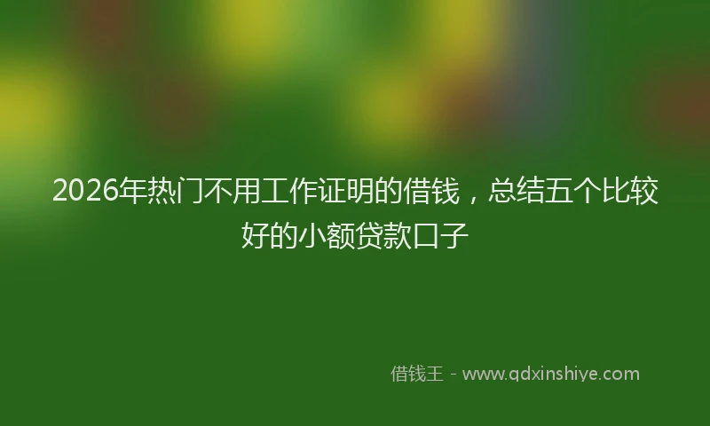 2026年热门不用工作证明的借钱，总结五个比较好的小额贷款口子