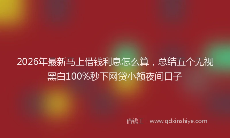 2026年最新马上借钱利息怎么算，总结五个无视黑白100%秒下网贷小额夜间口子
