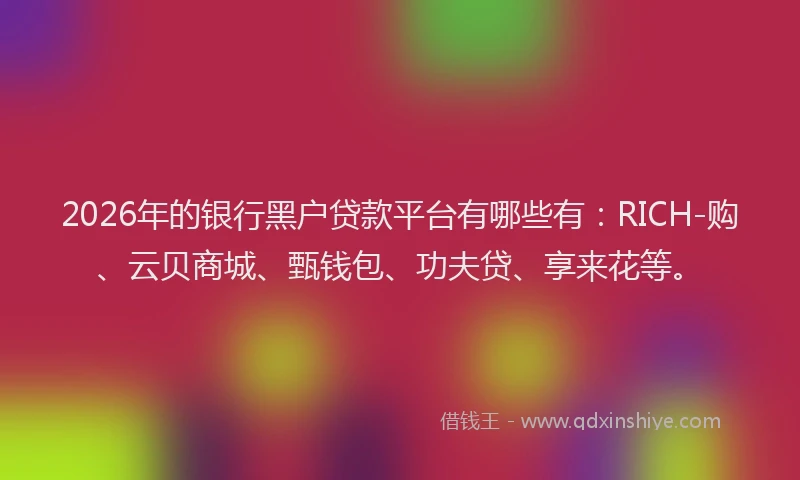 2026年的银行黑户贷款平台有哪些有：RICH-购、云贝商城、甄钱包、功夫贷、享来花等。