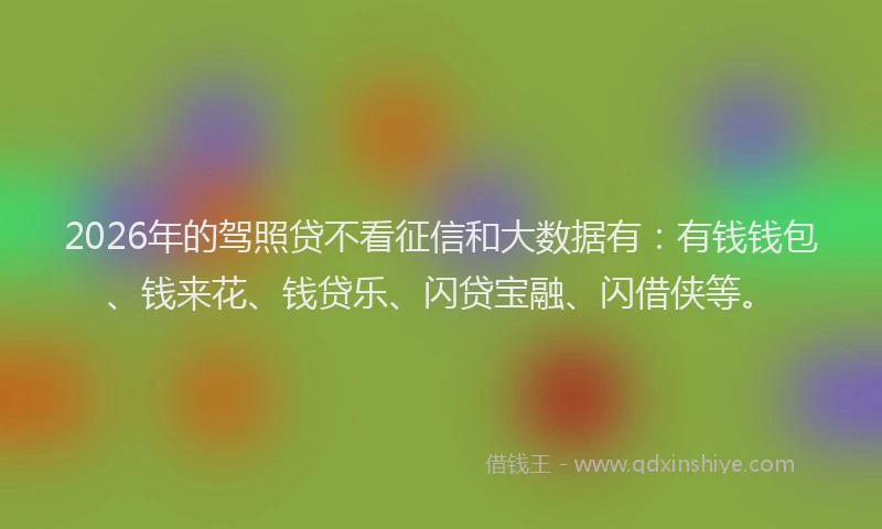 2026年的驾照贷不看征信和大数据有：有钱钱包、钱来花、钱贷乐、闪贷宝融、闪借侠等。