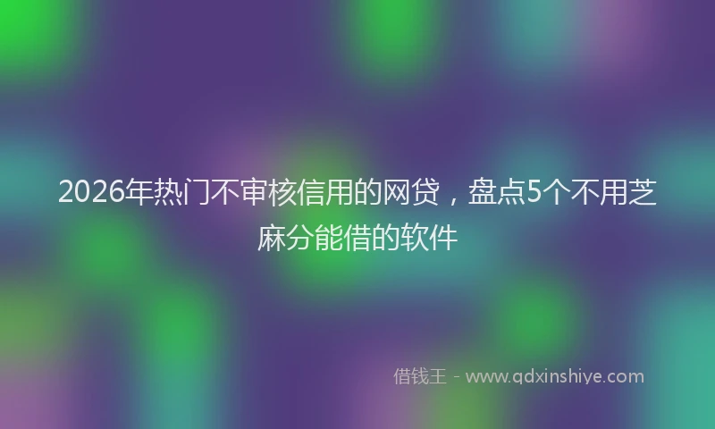 2026年热门不审核信用的网贷，盘点5个不用芝麻分能借的软件