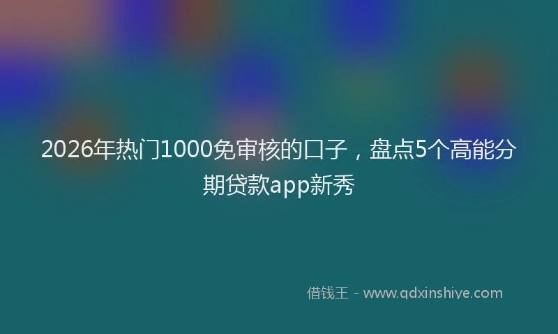 2026年热门1000免审核的口子，盘点5个高能分期贷款app新秀
