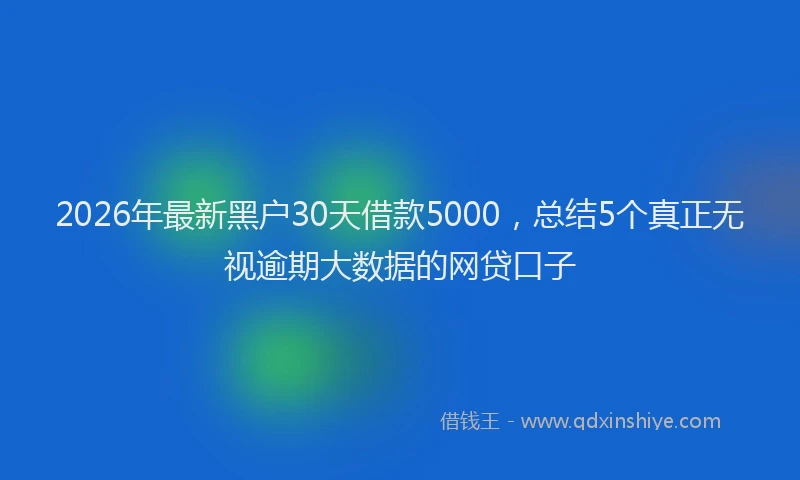 2026年最新黑户30天借款5000，总结5个真正无视逾期大数据的网贷口子