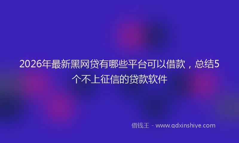 2026年最新黑网贷有哪些平台可以借款，总结5个不上征信的贷款软件