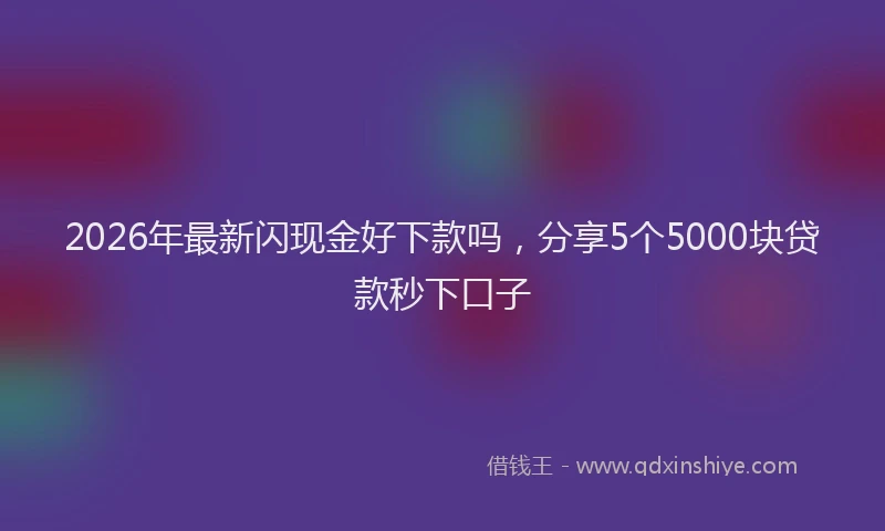 2026年最新闪现金好下款吗，分享5个5000块贷款秒下口子