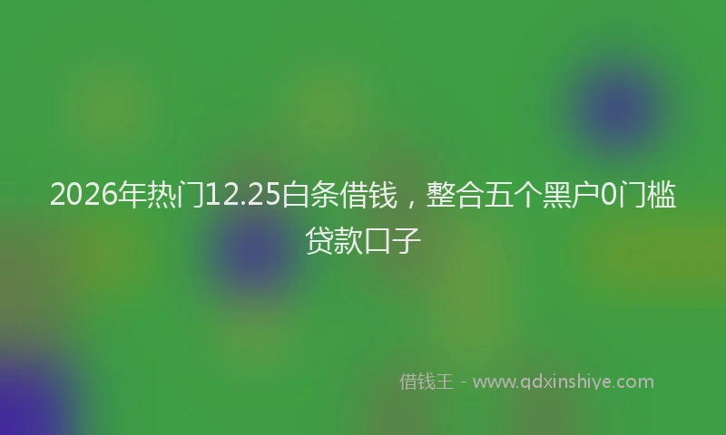 2026年热门12.25白条借钱，整合五个黑户0门槛贷款口子