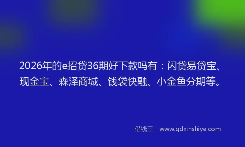 2026年的e招贷36期好下款吗有：闪贷易贷宝、现金宝、森泽商城、钱袋快融、小金鱼分期等。