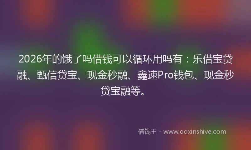 2026年的饿了吗借钱可以循环用吗有：乐借宝贷融、甄信贷宝、现金秒融、鑫速Pro钱包、现金秒贷宝融等。
