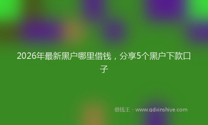 2026年最新黑户哪里借钱，分享5个黑户下款口子