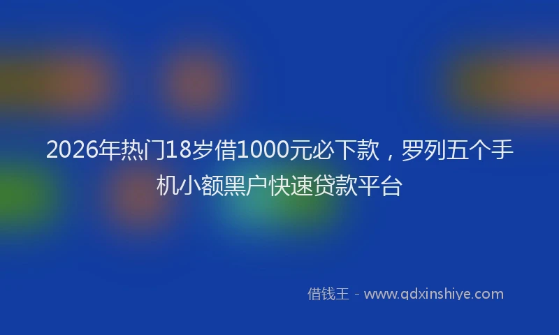 2026年热门18岁借1000元必下款，罗列五个手机小额黑户快速贷款平台