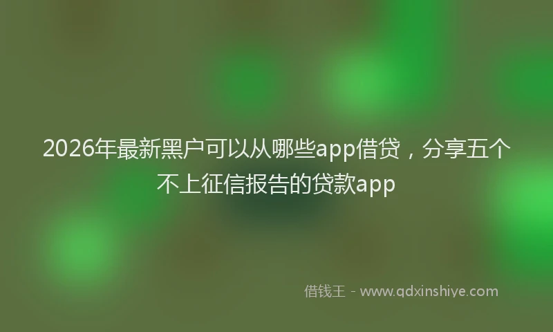 2026年最新黑户可以从哪些app借贷，分享五个不上征信报告的贷款app