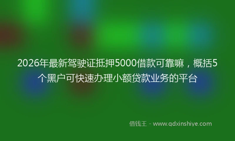 2026年最新驾驶证抵押5000借款可靠嘛，概括5个黑户可快速办理小额贷款业务的平台