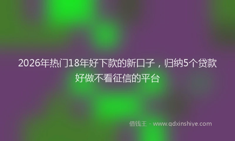 2026年热门18年好下款的新口子，归纳5个贷款好做不看征信的平台