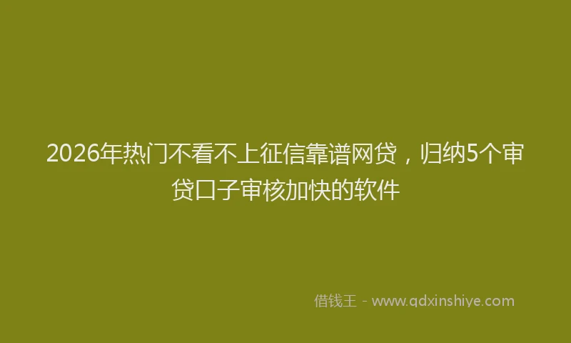 2026年热门不看不上征信靠谱网贷，归纳5个审贷口子审核加快的软件