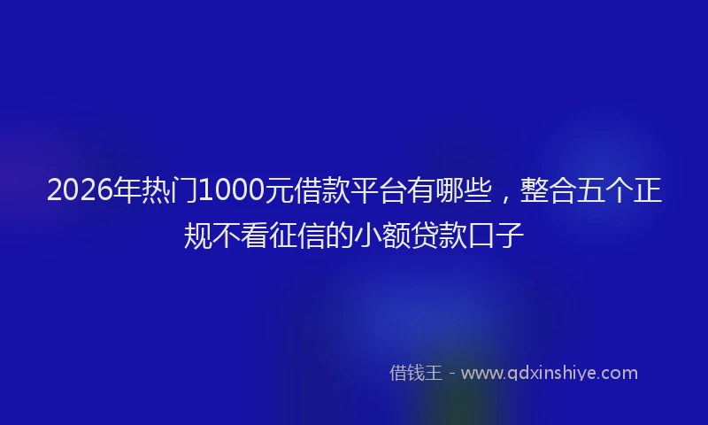 2026年热门1000元借款平台有哪些，整合五个正规不看征信的小额贷款口子
