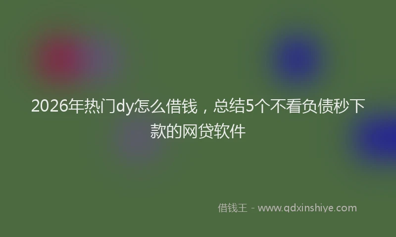 2026年热门dy怎么借钱，总结5个不看负债秒下款的网贷软件