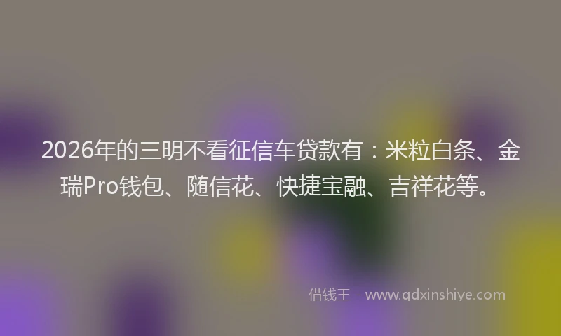 2026年的三明不看征信车贷款有：米粒白条、金瑞Pro钱包、随信花、快捷宝融、吉祥花等。