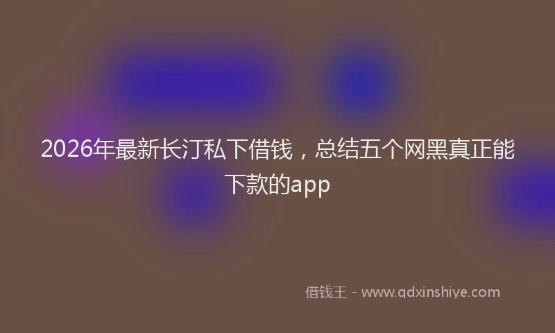 2026年最新长汀私下借钱，总结五个网黑真正能下款的app