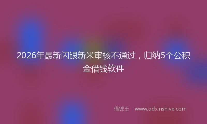 2026年最新闪银新米审核不通过，归纳5个公积金借钱软件