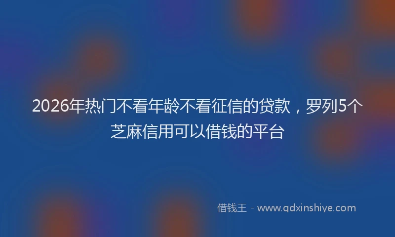 2026年热门不看年龄不看征信的贷款，罗列5个芝麻信用可以借钱的平台