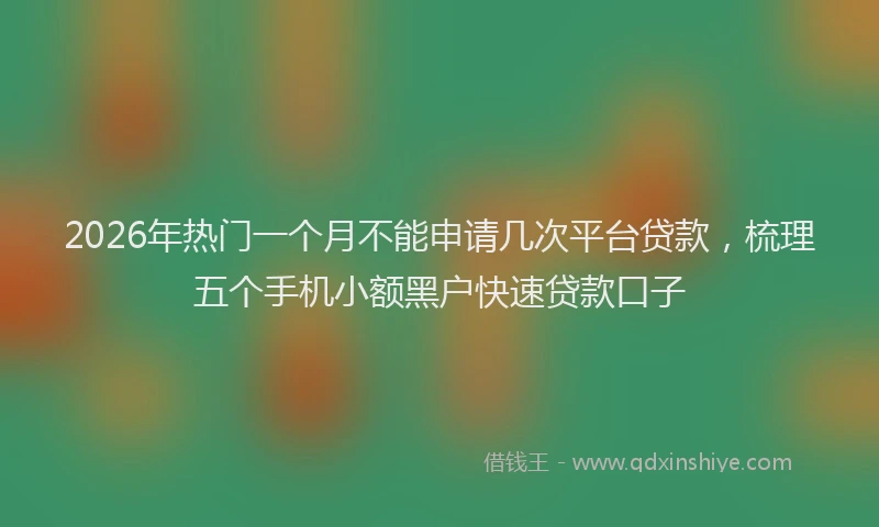 2026年热门一个月不能申请几次平台贷款，梳理五个手机小额黑户快速贷款口子