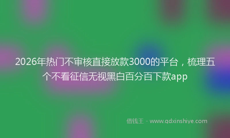 2026年热门不审核直接放款3000的平台，梳理五个不看征信无视黑白百分百下款app