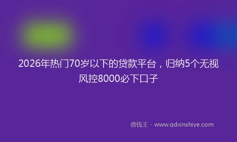 2026年热门70岁以下的贷款平台，归纳5个无视风控8000必下口子