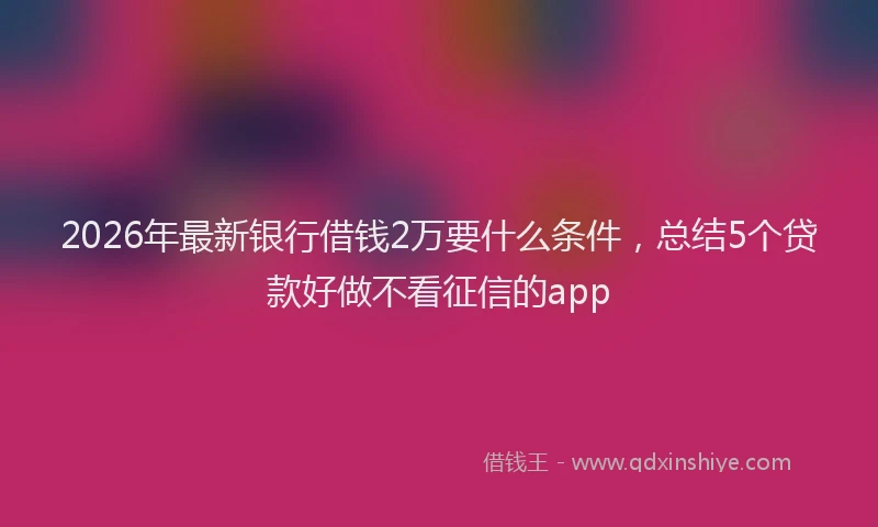 2026年最新银行借钱2万要什么条件，总结5个贷款好做不看征信的app