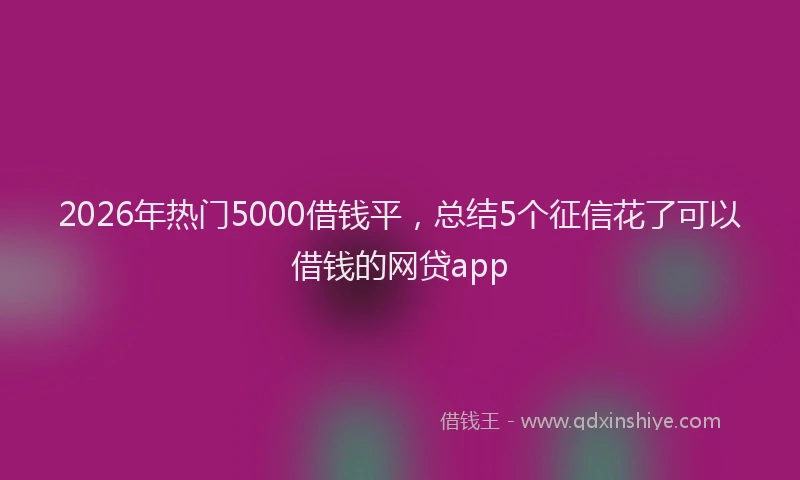 2026年热门5000借钱平，总结5个征信花了可以借钱的网贷app