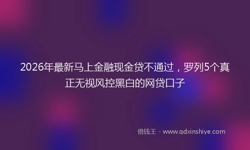 2026年最新马上金融现金贷不通过，罗列5个真正无视风控黑白的网贷口子