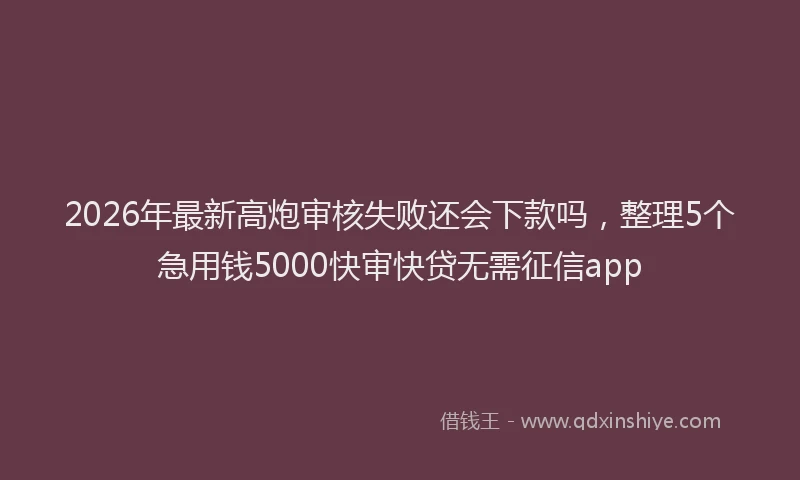 2026年最新高炮审核失败还会下款吗，整理5个急用钱5000快审快贷无需征信app