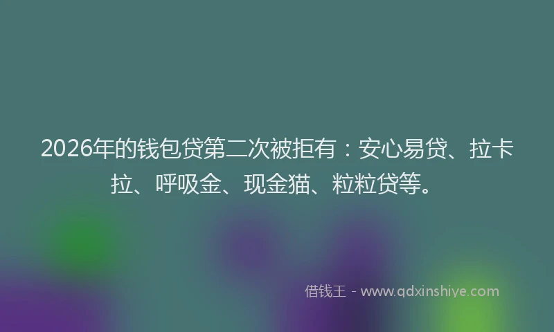 2026年的钱包贷第二次被拒有：安心易贷、拉卡拉、呼吸金、现金猫、粒粒贷等。