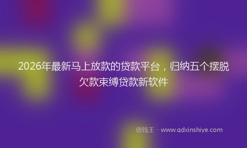 2026年最新马上放款的贷款平台，归纳五个摆脱欠款束缚贷款新软件