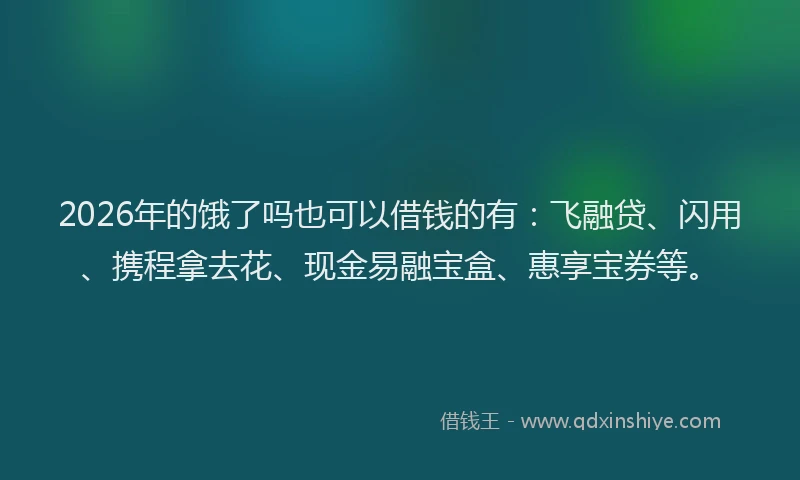 2026年的饿了吗也可以借钱的有：飞融贷、闪用、携程拿去花、现金易融宝盒、惠享宝券等。