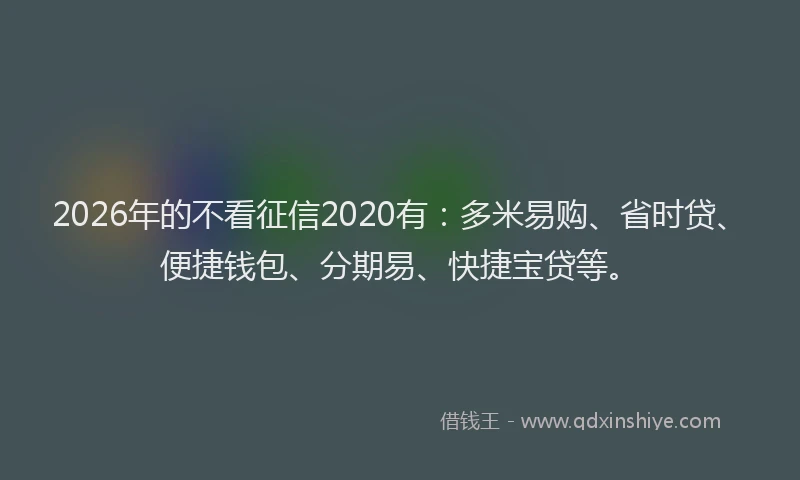 2026年的不看征信2020有：多米易购、省时贷、便捷钱包、分期易、快捷宝贷等。