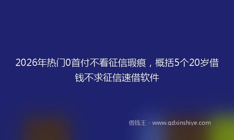 2026年热门0首付不看征信瑕疵，概括5个20岁借钱不求征信速借软件