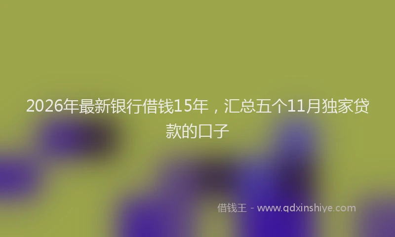 2026年最新银行借钱15年，汇总五个11月独家贷款的口子