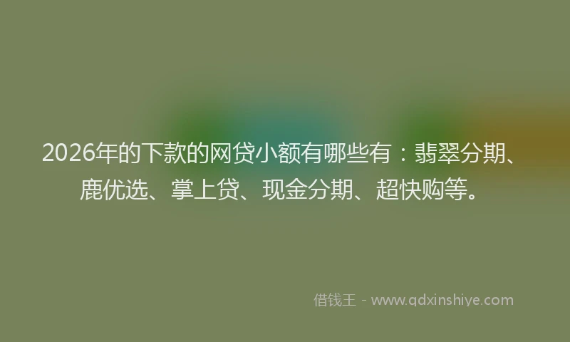 2026年的下款的网贷小额有哪些有：翡翠分期、鹿优选、掌上贷、现金分期、超快购等。
