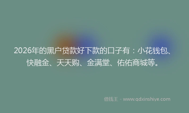2026年的黑户贷款好下款的口子有：小花钱包、快融金、天天购、金满堂、佑佑商城等。