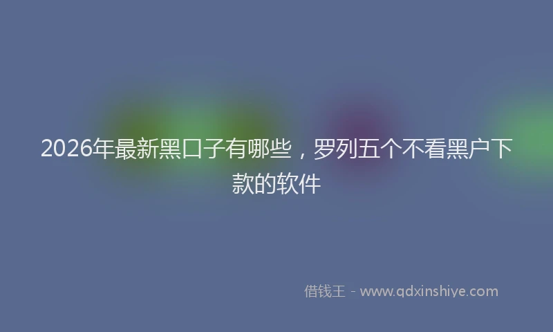 2026年最新黑口子有哪些，罗列五个不看黑户下款的软件