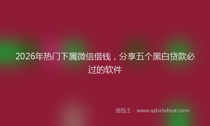 2026年热门下属微信借钱，分享五个黑白贷款必过的软件