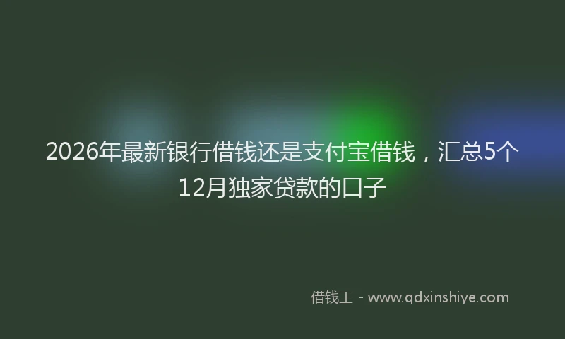 2026年最新银行借钱还是支付宝借钱，汇总5个12月独家贷款的口子