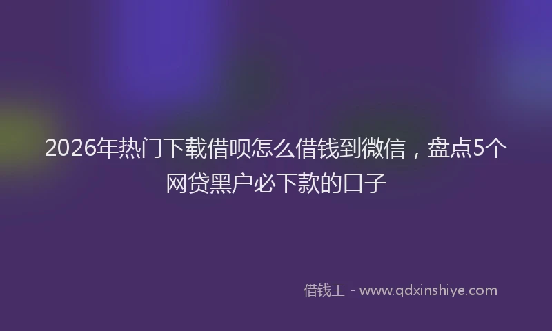 2026年热门下载借呗怎么借钱到微信，盘点5个网贷黑户必下款的口子
