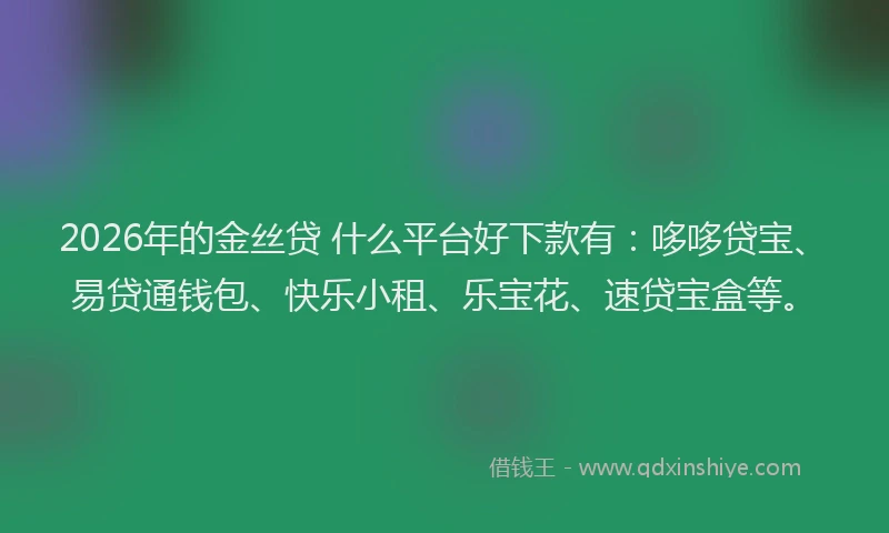 2026年的金丝贷 什么平台好下款有：哆哆贷宝、易贷通钱包、快乐小租、乐宝花、速贷宝盒等。